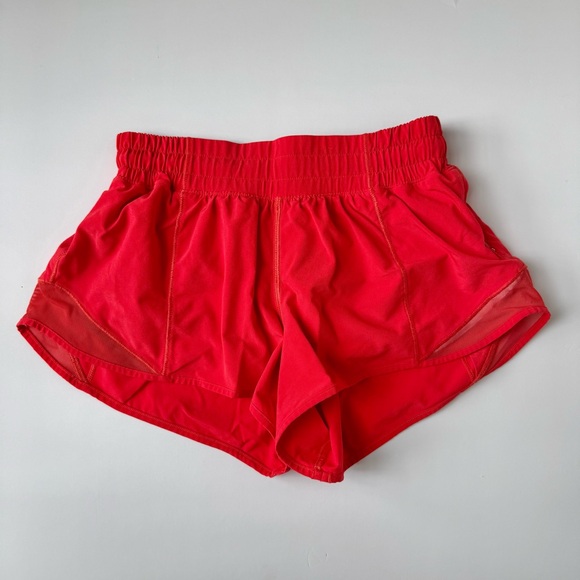 Lululemon Hotty Hot High Rise Lined Shorts Red 2.5” Size 4 Run - Picture 2 of 4